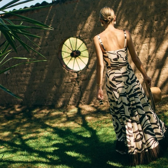 NWT ANTONIO MELANI Style Somers Swirl Print Linen Blend Straw Trim Two Piece Set - Picture 6 of 13